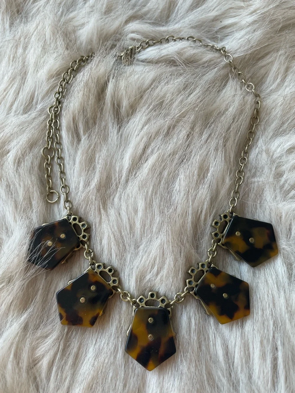 J. Crew Tortoiseshell and Clear Crystal Drop Necklace